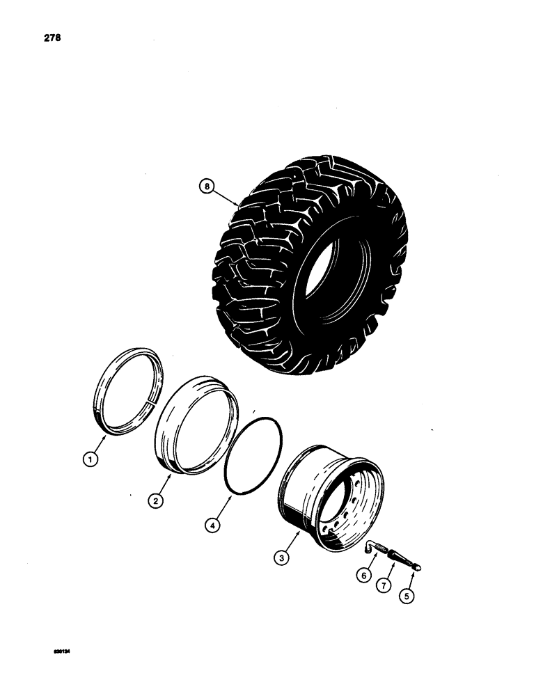 Схема запчастей Case W24C - (278) - RIMS AND TIRES, USED ON MODELS WITH 17.50 X 25-12 AND 16 PLY TIRES (06) - POWER TRAIN
