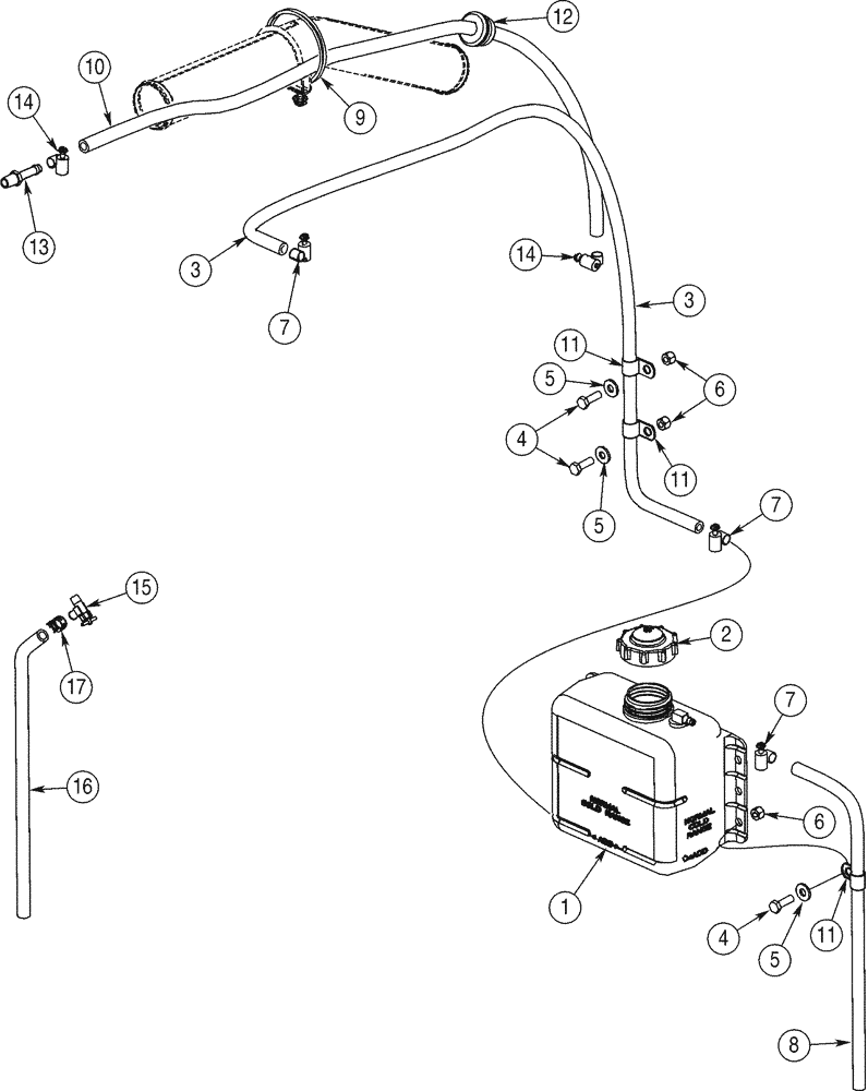 Схема запчастей Case 821C - (02-10) - COOLANT RECOVERY SYSTEM (02) - ENGINE