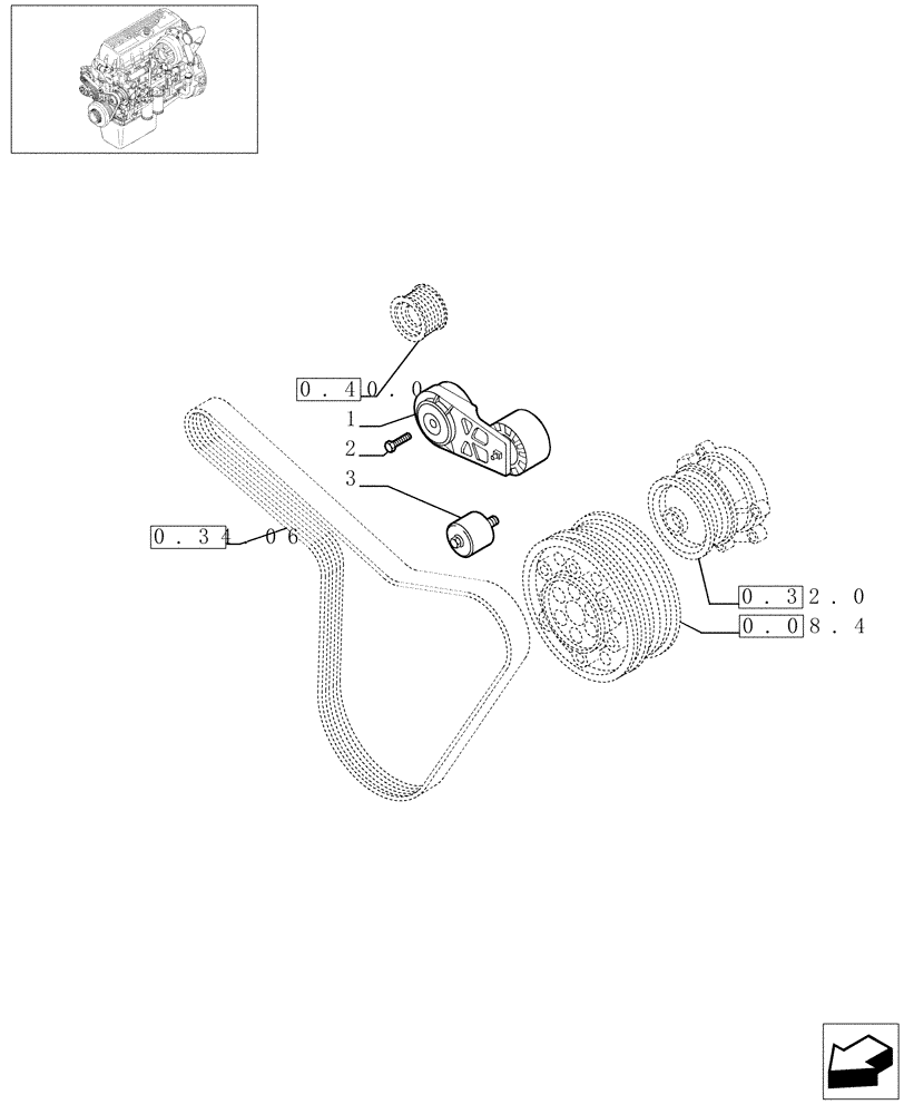 Схема запчастей Case F3AE0684D B001 - (0.34.28[01]) - TENSIONER, BELT (99478707- 99472043) 