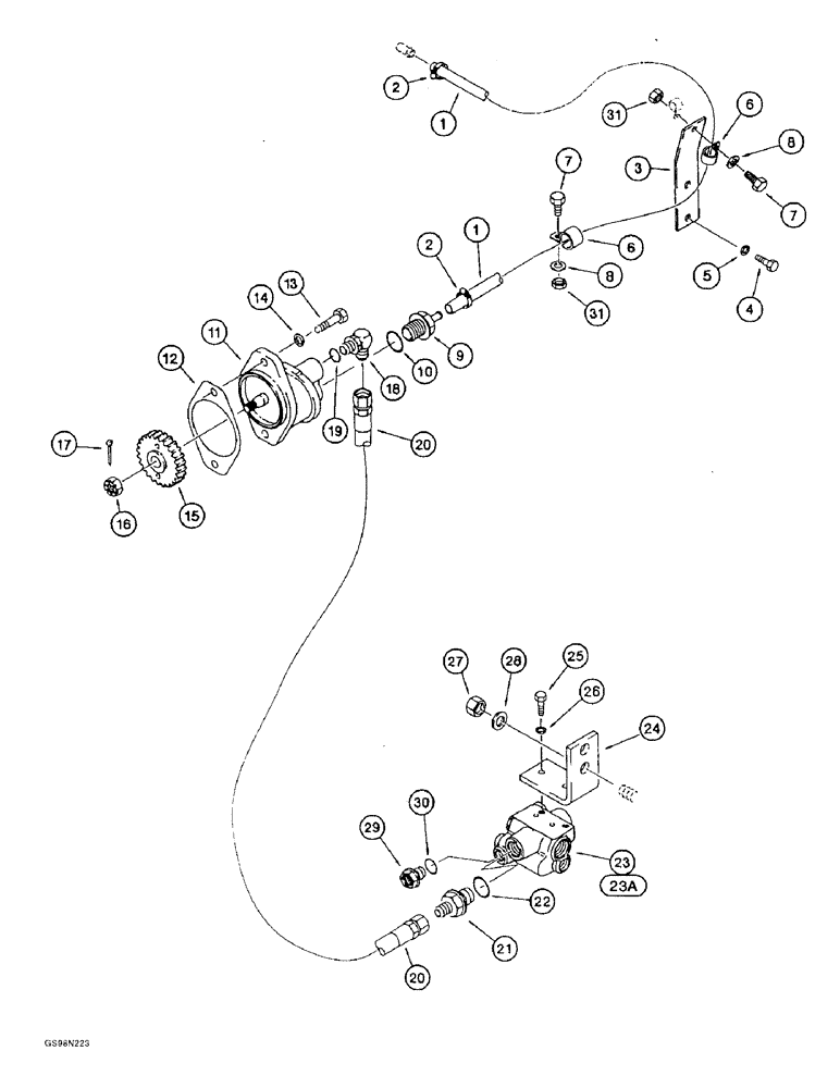 Схема запчастей Case 821B - (7-08) - MAIN BRAKE HYDRAULIC CIRCUIT, RESERVOIR TO PUMP TO ACCUMULATOR VALVE (07) - BRAKES