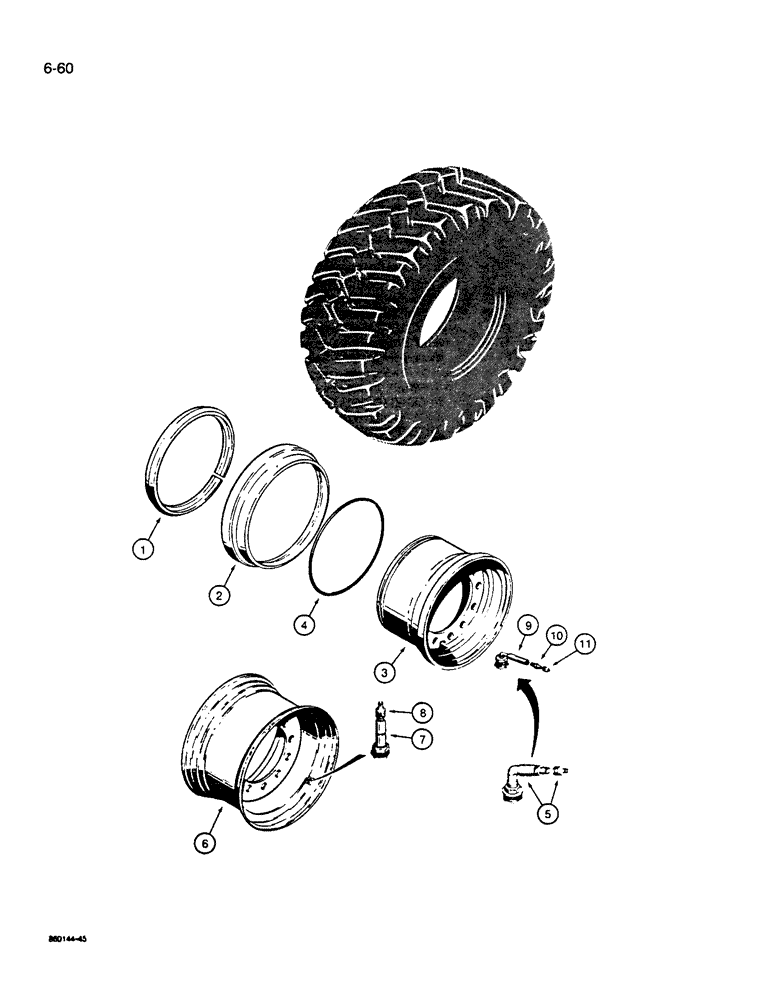 Схема запчастей Case W14B - (6-60) - WHEELS, FOR 13.00 X 24 AND 14.00 X 24 TIRES, FOR 16.9 X 24 (06) - POWER TRAIN