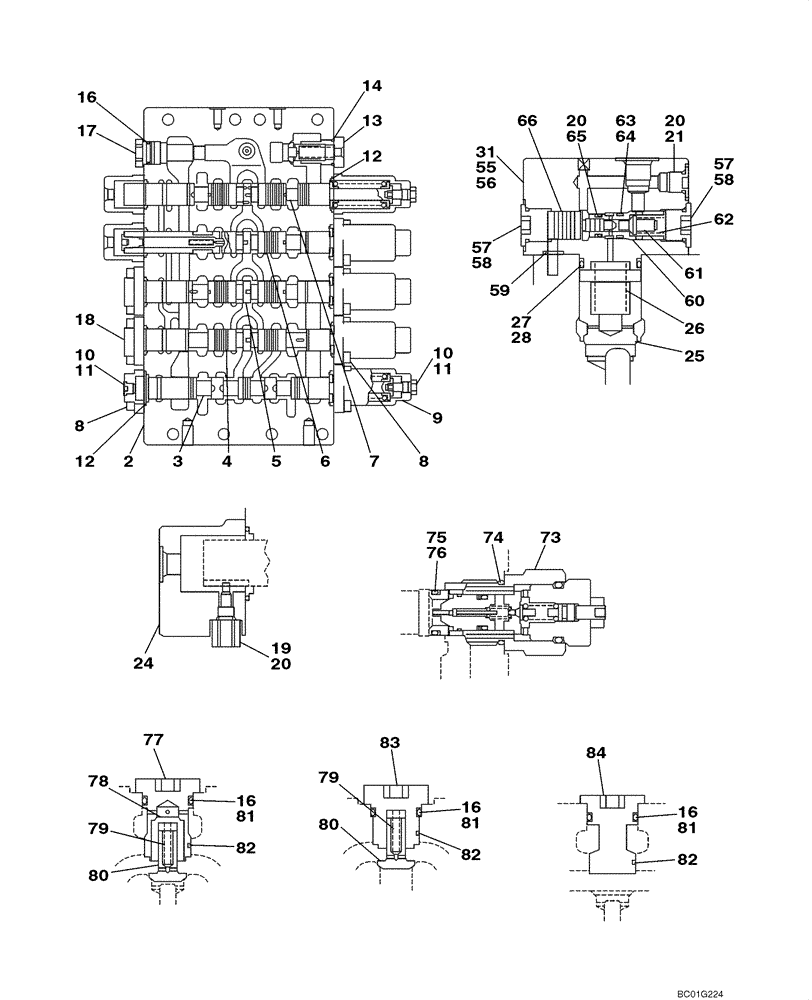 Схема запчастей Case CX800 - (08-68) - VALVE ASSY - CONTROL (08) - HYDRAULICS