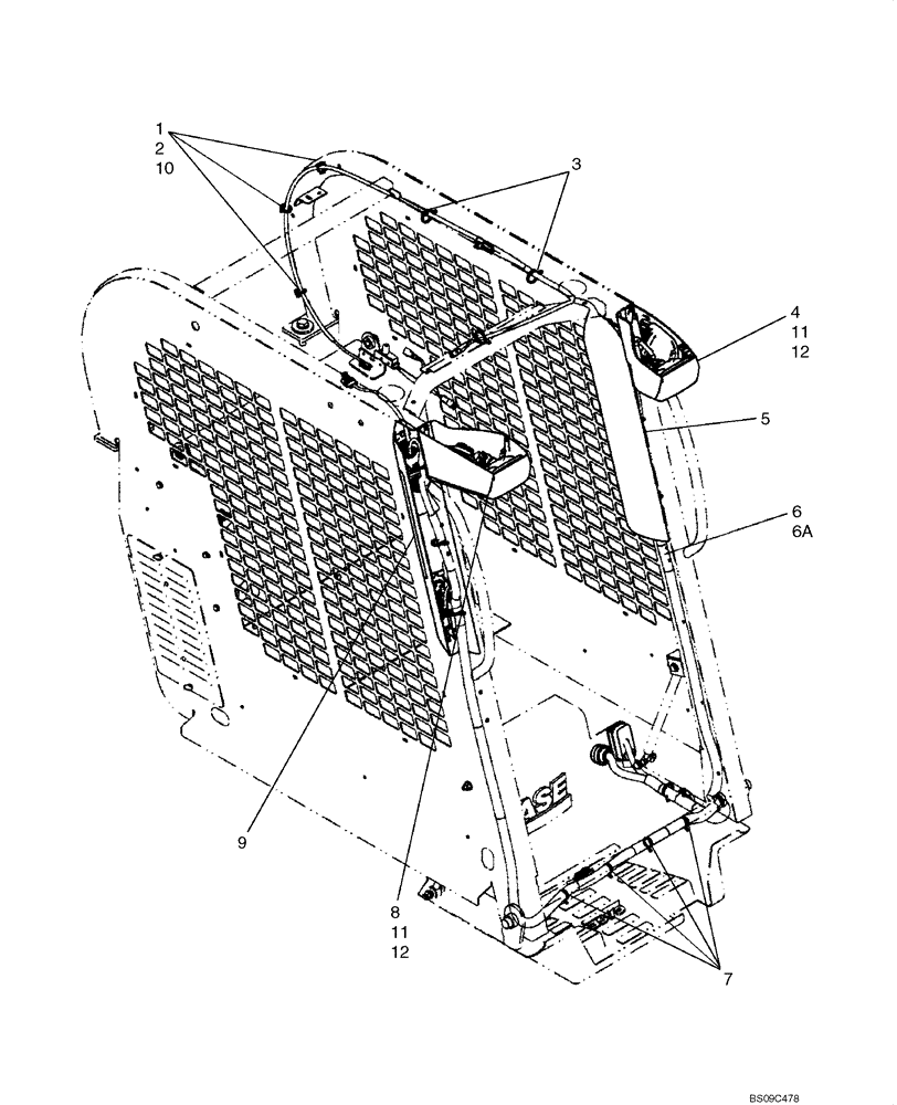 Схема запчастей Case 420CT - (04-08) - ELECTRIC - CAB (04) - ELECTRICAL SYSTEMS