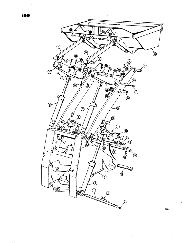 Схема запчастей Case W24B - (186) - LOADER LIFT FRAME AND RELATED PARTS (09) - CHASSIS