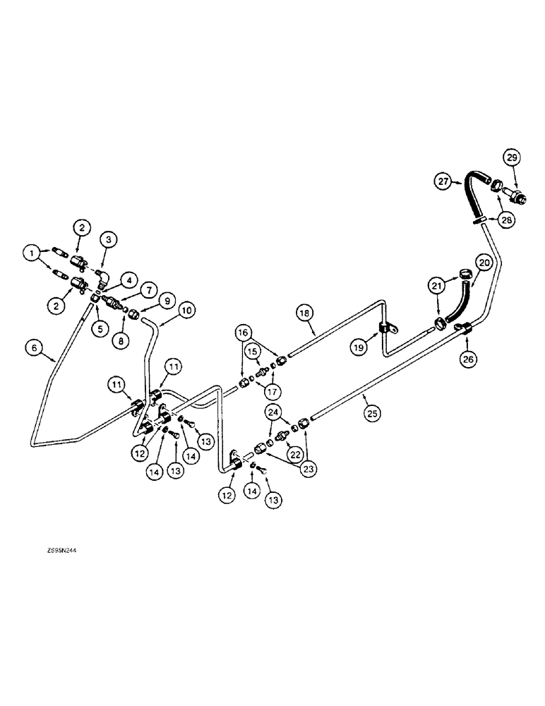 Схема запчастей Case 1150E - (3-12) - FUEL LINES, 6T-590 ENGINE, LOADER MODELS ONLY (03) - FUEL SYSTEM