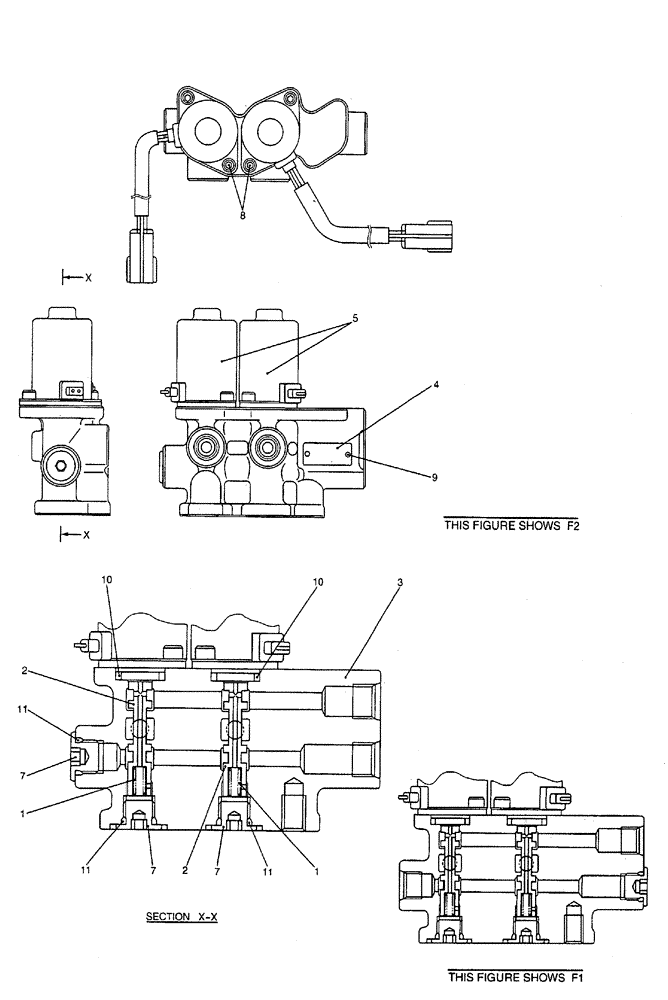 Схема запчастей Case CX50B - (08-047) - VALVE ASSEMBLY, SOLENOID P/N PY35V00005F1 ELECTRICAL AND HYDRAULIC COMPONENTS