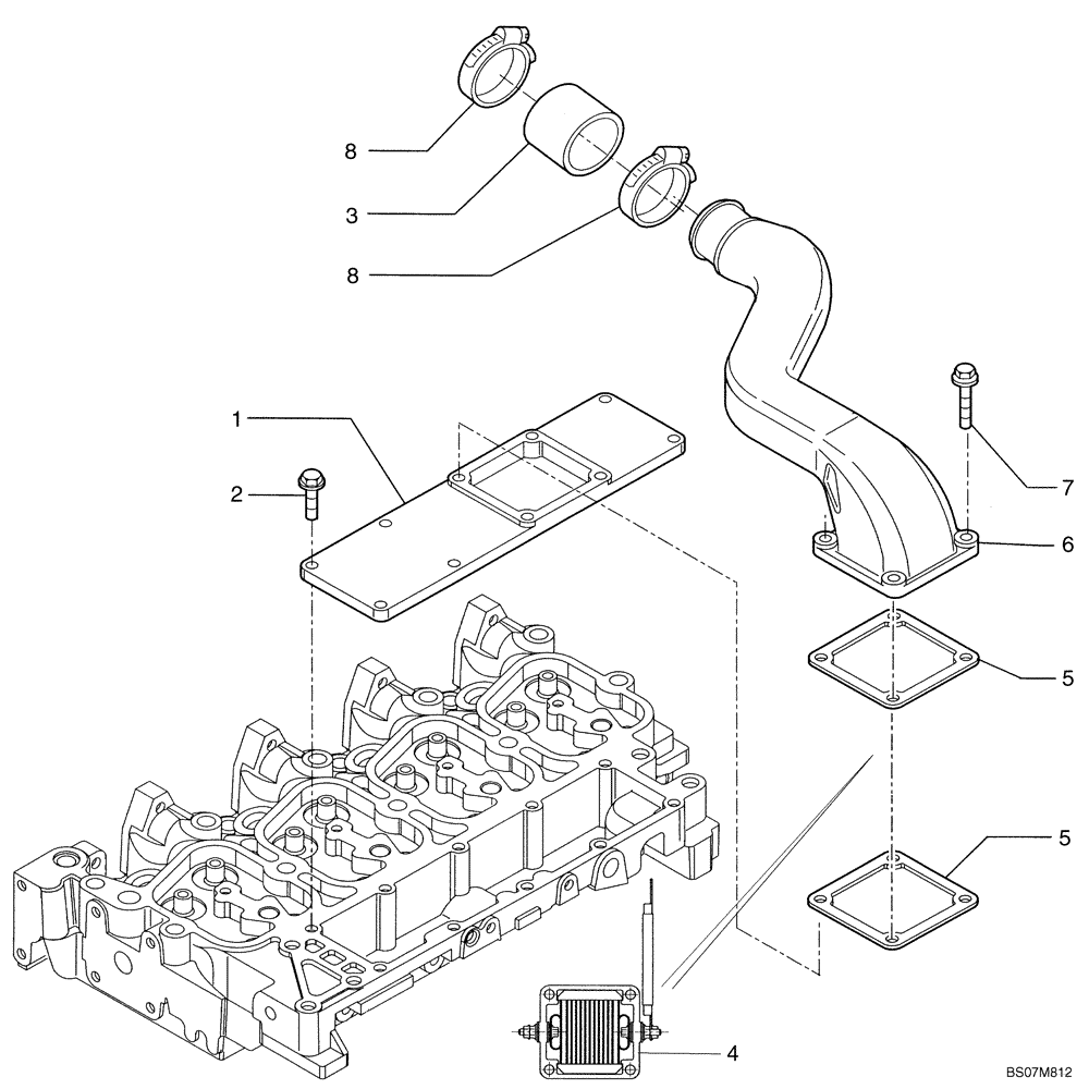 Схема запчастей Case 440CT - (02-26) - MANIFOLD - INTAKE (02) - ENGINE