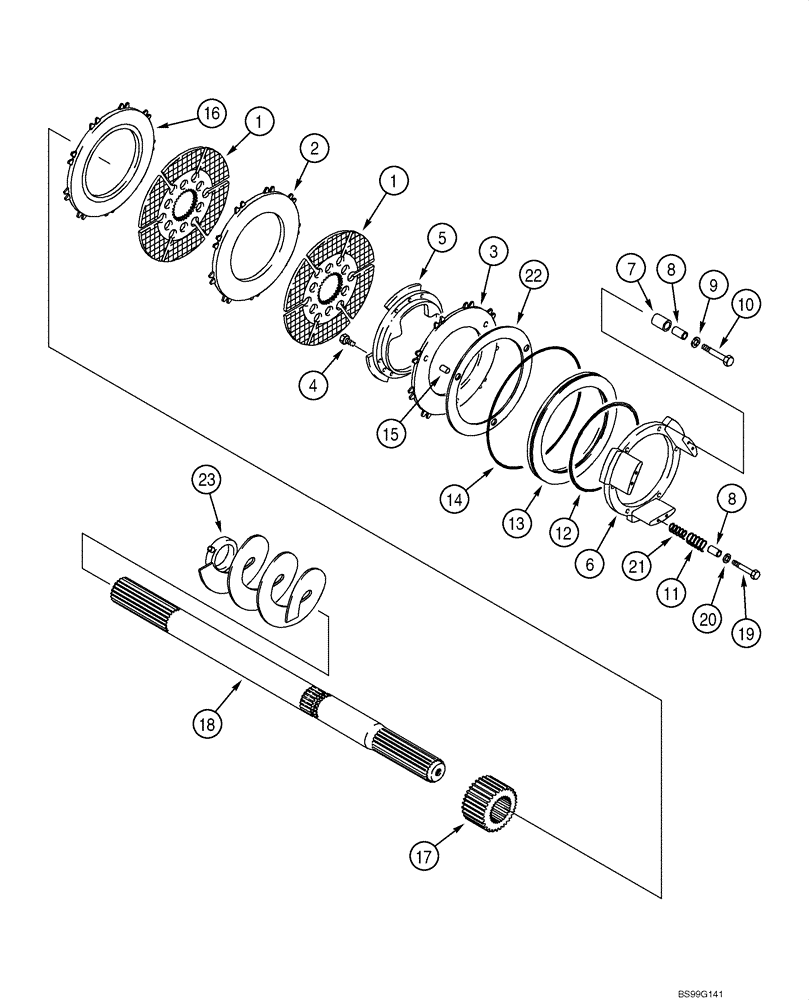 Схема запчастей Case 586G - (07-01) - AXLE, FRONT - BRAKE, DIFFERENTIAL (07) - BRAKES