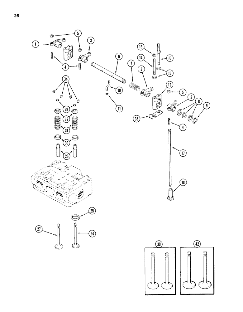 Схема запчастей Case 1150D - (026) - VALVE MECHANISM, 504BD AND 504BDT DIESEL ENGINES (02) - ENGINE