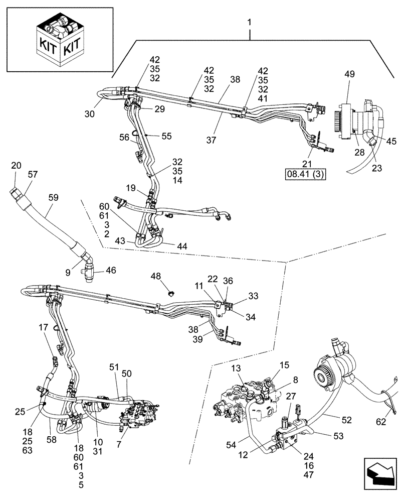 Схема запчастей Case 440CT - (08-41[2]) - KIT, HIGH FLOW BI-DIRECTIONAL GEAR, EUROPE (08) - HYDRAULICS