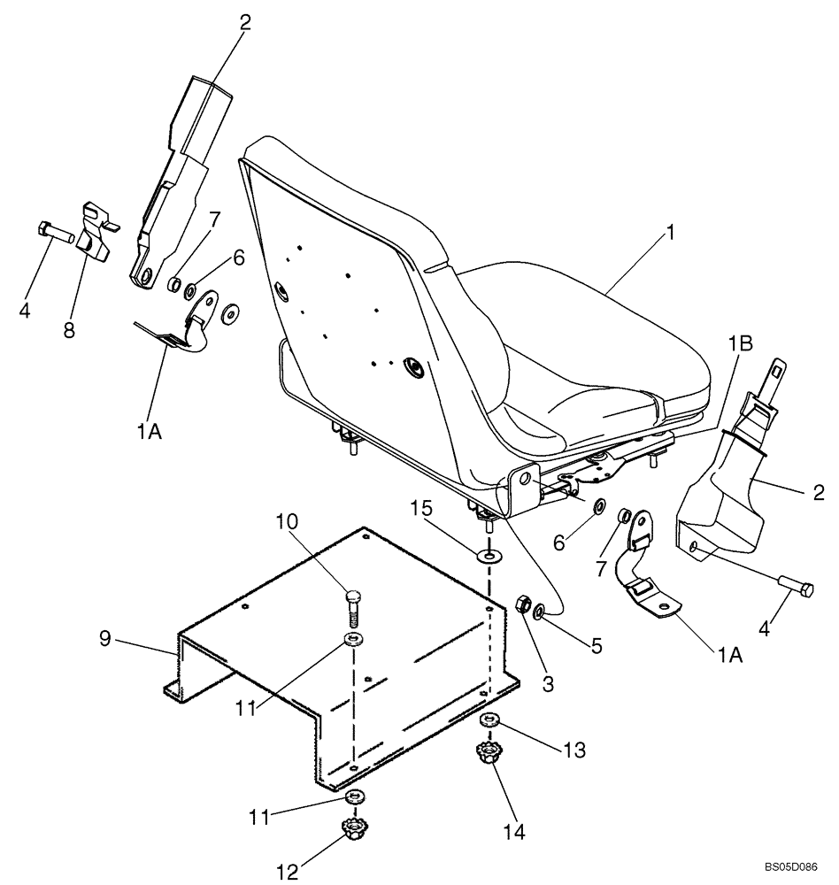 Схема запчастей Case 588G - (09-23A) - SEAT ASSY, STANDARD - MOUNTING (SEARS) (09) - CHASSIS