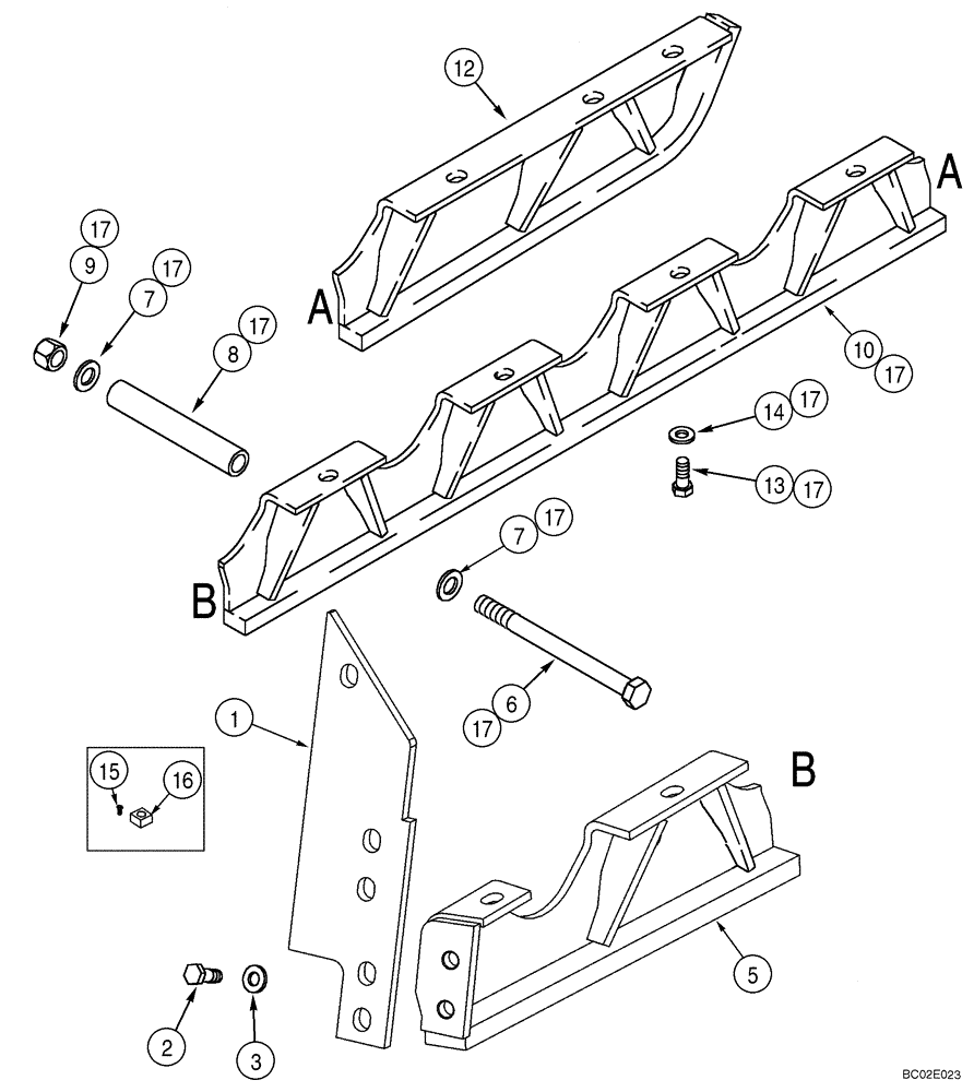 Схема запчастей Case 850K - (05-08) - TRACK GUARDS (11) - TRACKS/STEERING