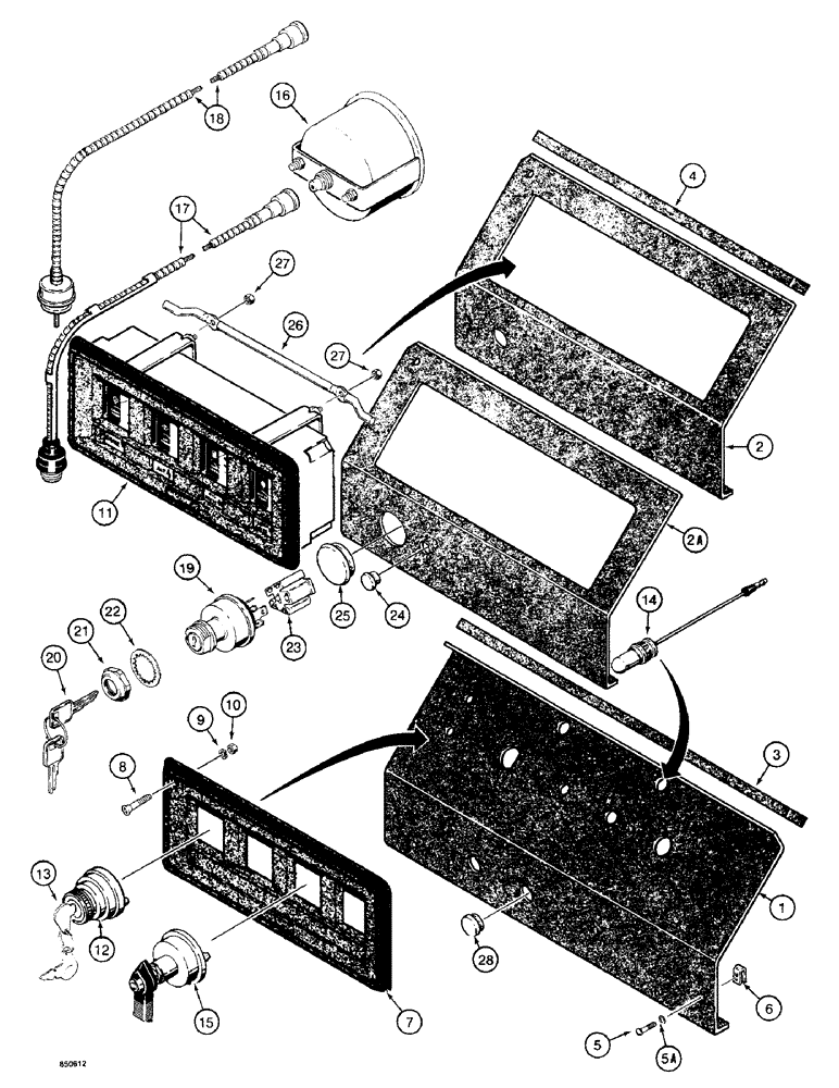 Схема запчастей Case W14 - (130) - ELECTRICAL SYSTEM, INSTRUMENT PANELS AND TACHOMETER, USED BEFORE P.I.N. 9154965 (04) - ELECTRICAL SYSTEMS