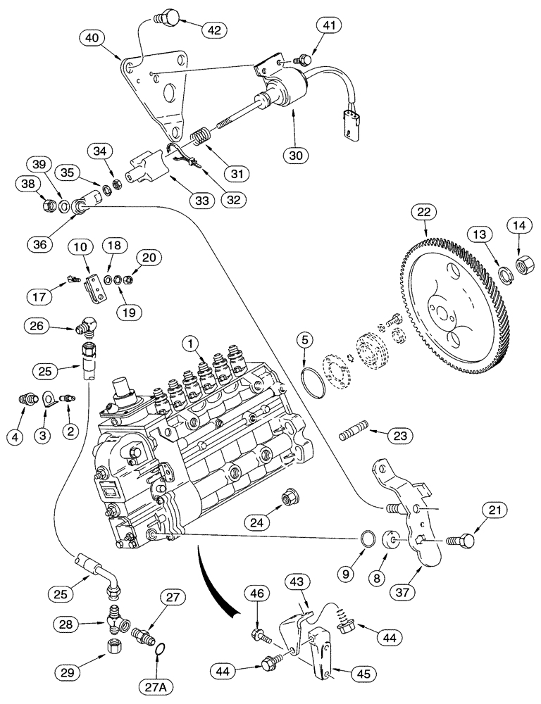 Схема запчастей Case 621D - (03-08) - FUEL INJECTION - PUMP AND DRIVE, 6T-590 EMMISSIONS CERTIFIED ENGINE (03) - FUEL SYSTEM