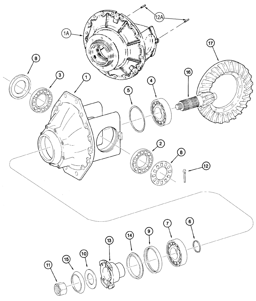 Схема запчастей Case 621C - (06-072) - AXLE, FRONT DIFFERENTIAL CARRIER (06) - POWER TRAIN