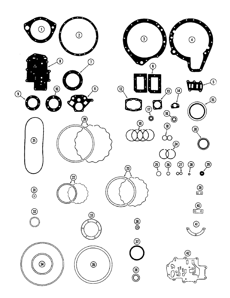 Схема запчастей Case W10 - (094) - TRANSMISSION SEAL AND GASKET KIT (06) - POWER TRAIN