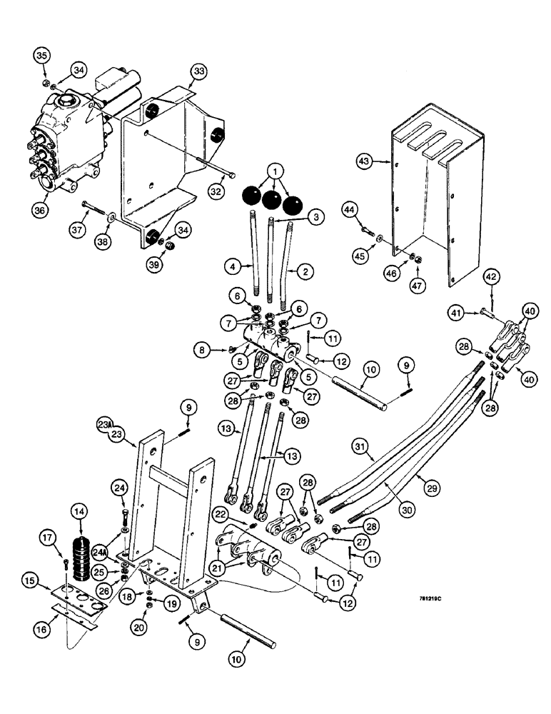 Схема запчастей Case W14 - (534) - HYDRECO LOADER CONTROL VALVE & LEVERS (3 SPOOL), FOR PIN 9137617 THRU PIN 9137623 & BEF. PIN 9137615 (08) - HYDRAULICS