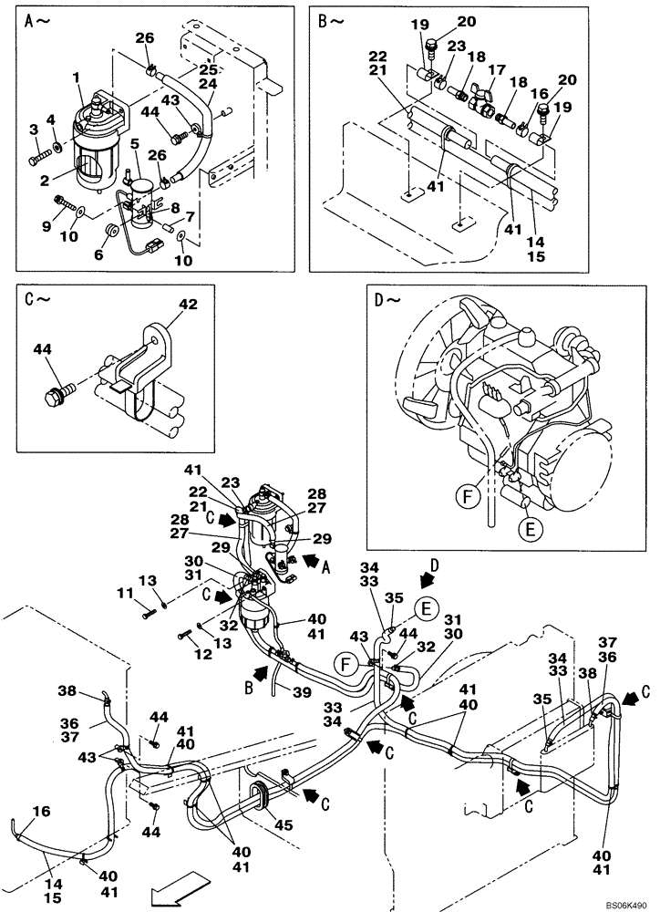 Схема запчастей Case CX210BLR - (03-02) - FUEL LINES (03) - FUEL SYSTEM