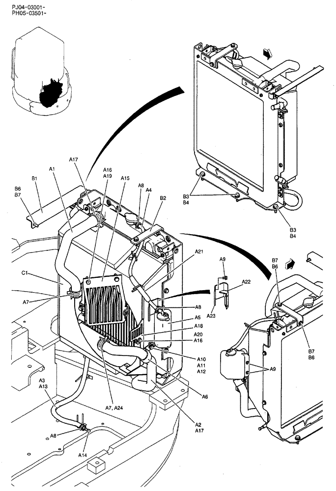 Схема запчастей Case CX50B - (06-002) - RADIATOR INSTAL (COOLER) OPTIONAL PARTS