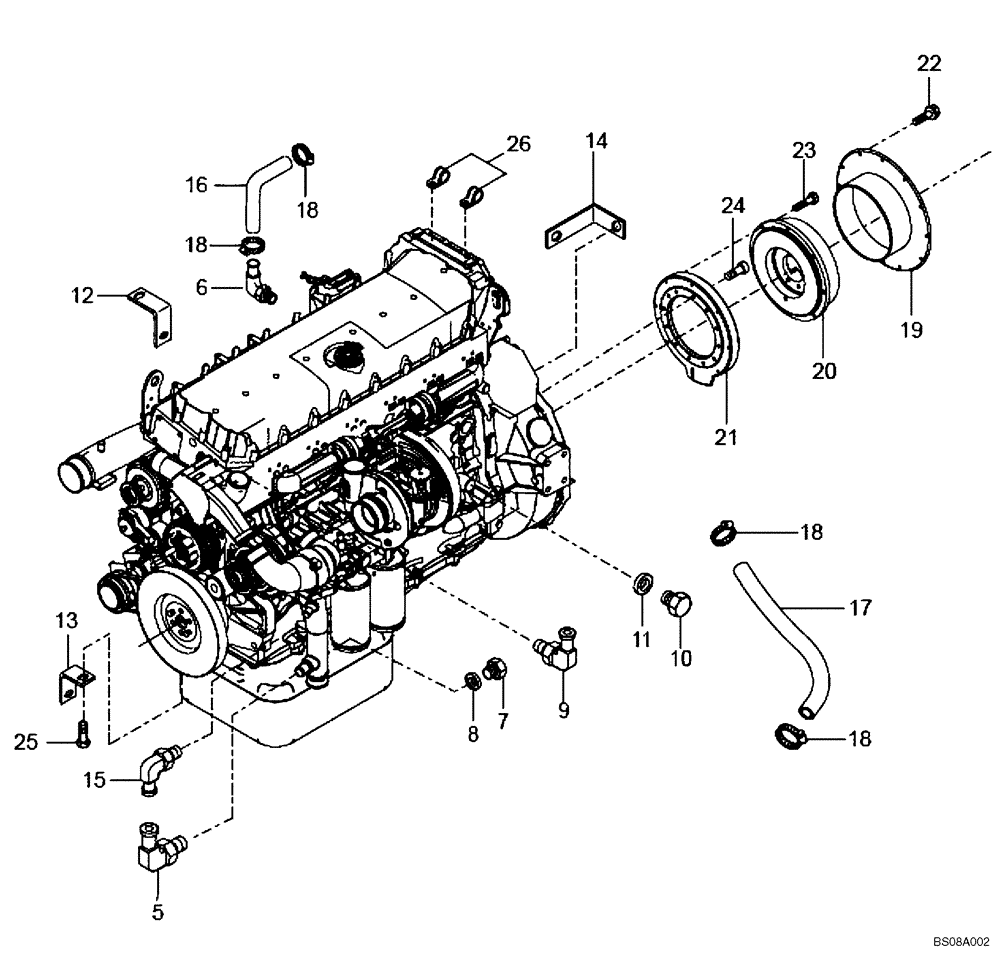 Схема запчастей Case 330B - (02A00010619[001]) - ENGINE ADAPTER PLATE / TEAR GUARD (87742492) (01) - ENGINE