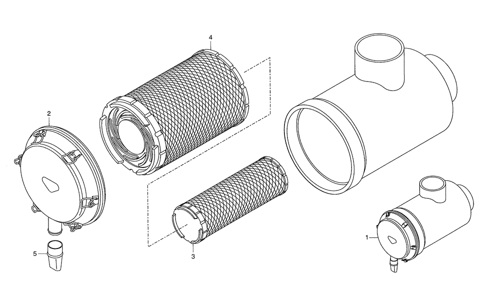 Схема запчастей Case 330B - (06B00000018[001]) - AIR CLEANER ASSY (8900183778) (01) - ENGINE