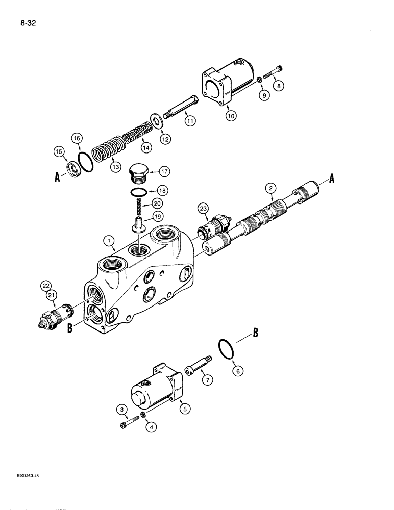 Схема запчастей Case 721 - (8-32) - LOADER BUCKET TILT SECTION - 1978296C1 (08) - HYDRAULICS