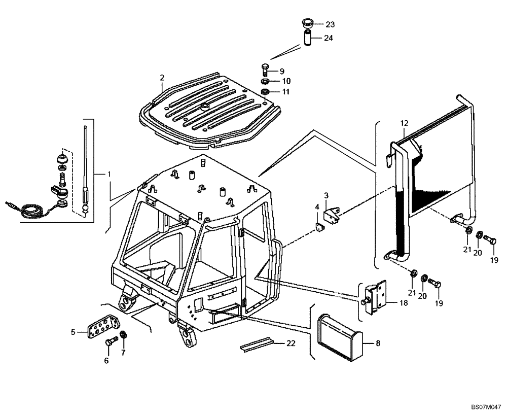 Схема запчастей Case 330B - (51A00001287[001]) - ANTENNA & ACCESSORIES, CAB (87589716) (10) - Cab/Cowlings