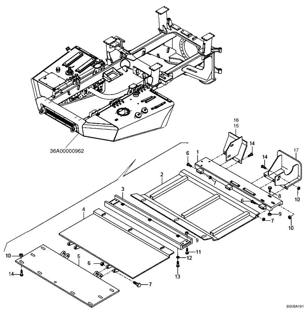 Схема запчастей Case 327B - (98A00000955[001]) - SHIELDS, LOWER FRONT FRAME (P.I.N. HHD0327BN7PG57000 AND AFTER) (84151633) (09) - Implement / Hydraulics / Frame / Brakes