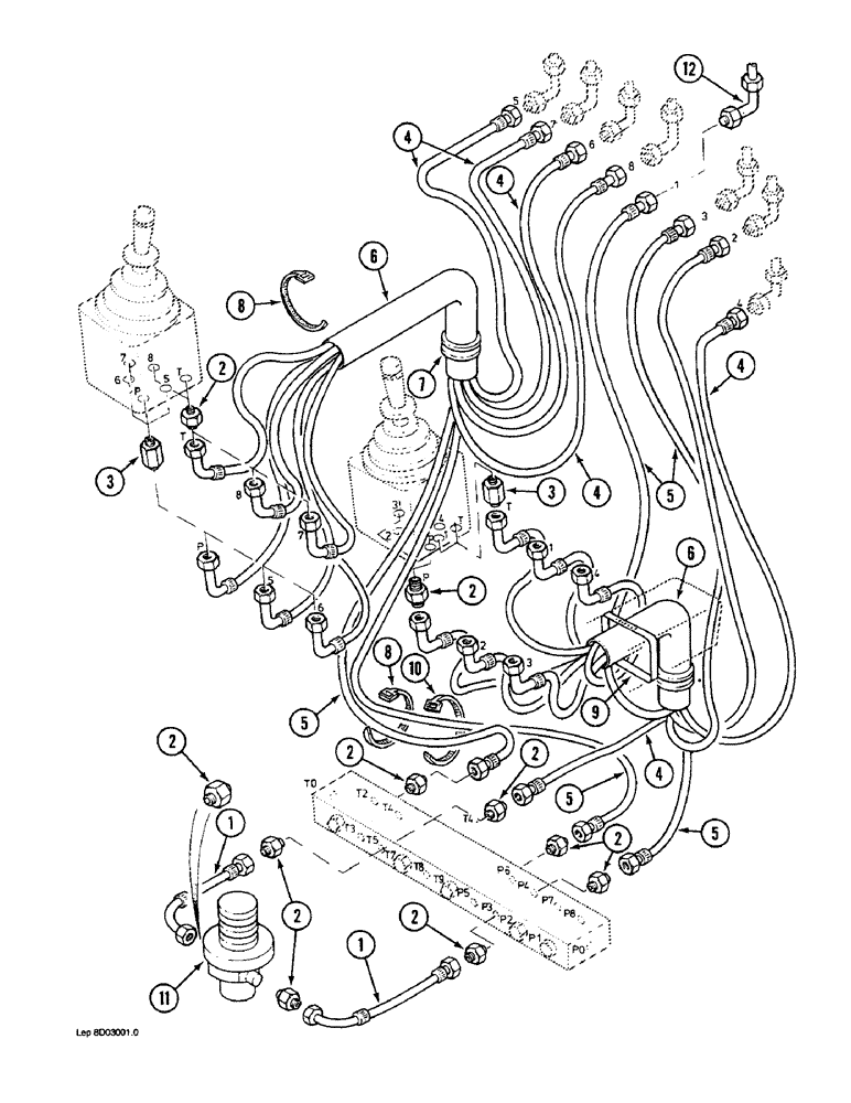 Схема запчастей Case 1088 - (8D-06) - HYDRAULIC CONTROL, CIRCUIT, MANIFOLD TO HAND CONTROL VALVES (08) - HYDRAULICS