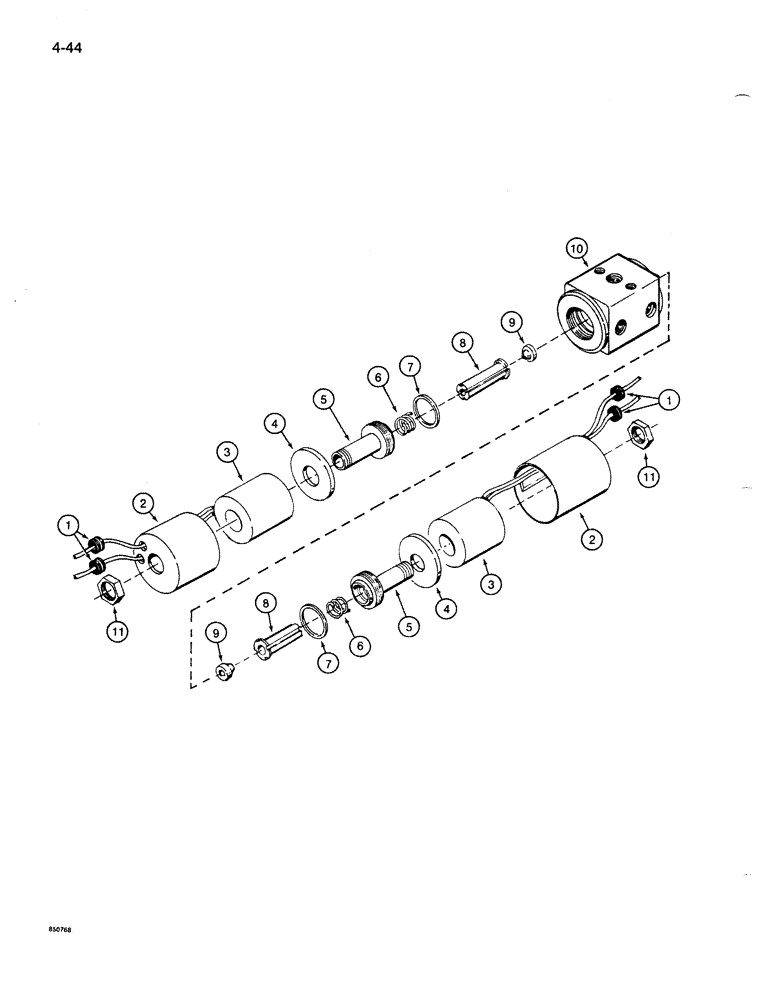 Схема запчастей Case 1085B - (4-044) - AIR SOLENOID VALVE, USED WITH OUTRIGGER AND HI-LOW SHIFTER CIRCUITS (04) - ELECTRICAL SYSTEMS