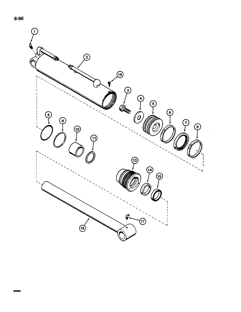 Схема запчастей Case 1085C - (8-096) - OUTRIGGER CYLINDER (08) - HYDRAULICS