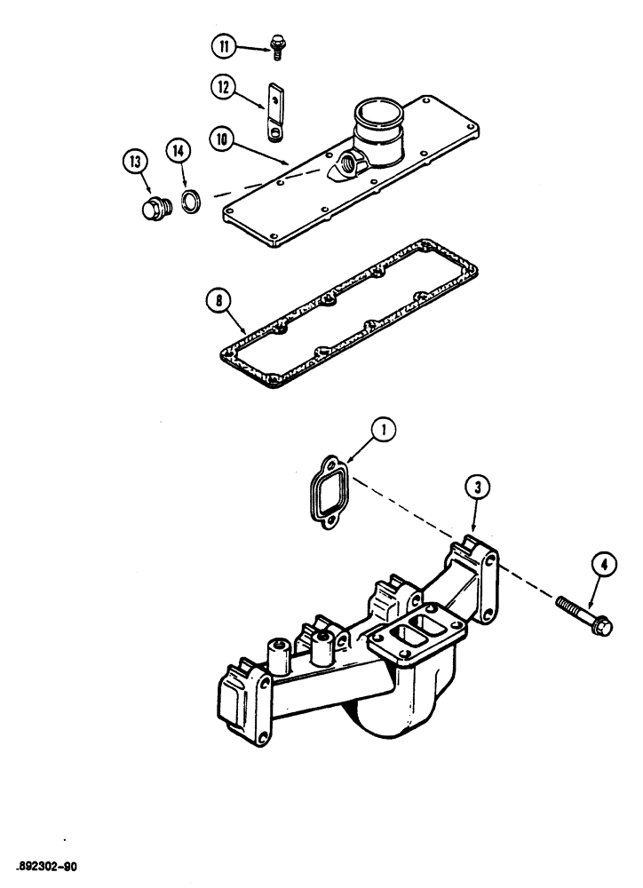 Схема запчастей Case 1088 - (018) - INTAKE AND EXHAUST PIPES (10) - ENGINE