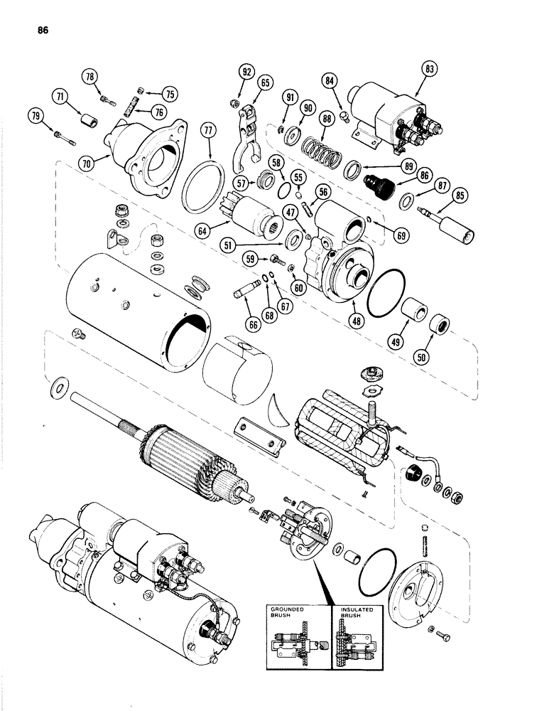 Схема запчастей Case 1280B - (086) - R45968 STARTER, 504BDT DIESEL ENGINE (04) - ELECTRICAL SYSTEMS