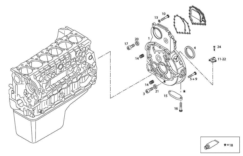 Схема запчастей Case 340B - (01A00000251[001]) - HOUSING, FLYWHEEL (87319245) (01) - ENGINE