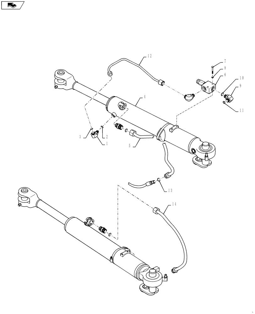 Схема запчастей Case 821F - (41.216.01[04]) - STEERING CYLINDER INSTALLATION (41) - STEERING