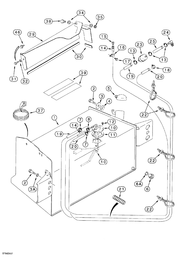 Схема запчастей Case 580SL - (3-002) - FUEL RESERVOIR AND FUEL LEVEL SENSOR (03) - FUEL SYSTEM