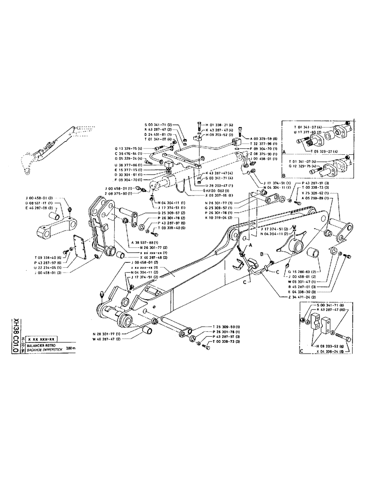 Схема запчастей Case 220 - (B-099) - BACKHOE DIPPERSTICK (09) - BOOMS