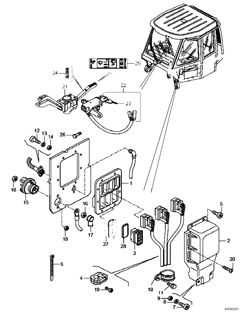 Схема запчастей Case 330B - (67A00002110[001]) - COMPONENTS, ELECTRICAL - POWER SOCKET (P.I.N. HHD0327BN7PG57000 AND AFTER) (84216525) (13) - Electrical System / Decals