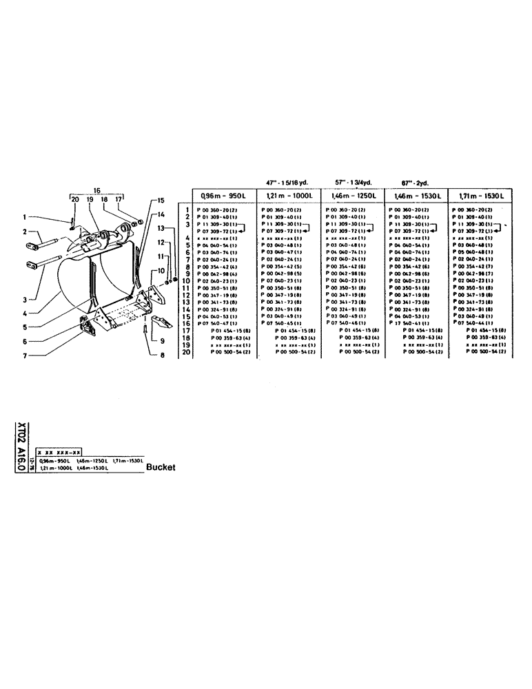 Схема запчастей Case 160CL - (85[B]) - BUCKET - 1,21M (1000L) (47" 15/16 YD.) (19) - BUCKETS