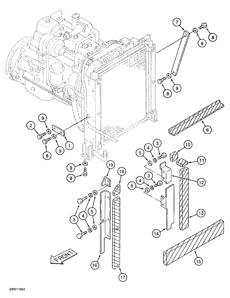 Схема запчастей Case 9020B - (2-006) - RADIATOR MOUNTING, SUPPORTS AND SEALS, PRIOR TO P.I.N. DAC02#2001 (02) - ENGINE