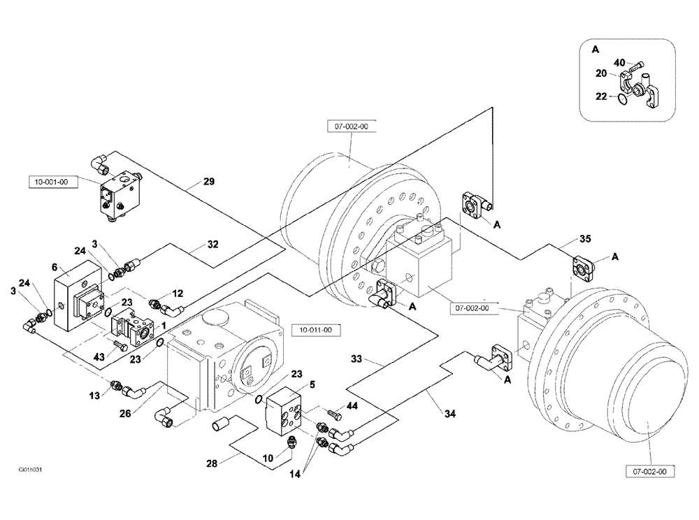 Схема запчастей Case SV228 - (09-001-00[01]) - HYDRAULIC CIRCUIT,BRAKING (5.1) - BRAKES