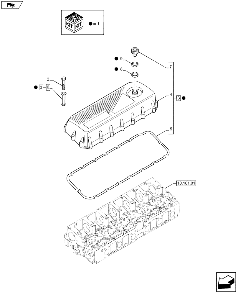 Схема запчастей Case F2CE9684P E024 - (10.101.02) - CYLINDER HEAD COVERS (504008091) (10) - ENGINE