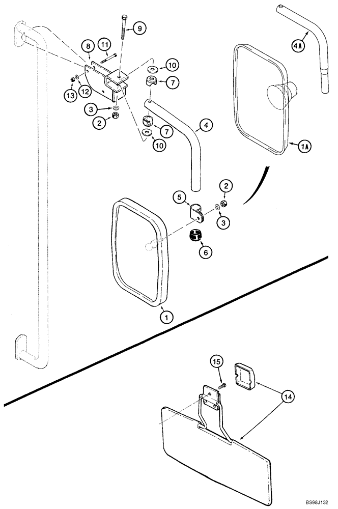 Схема запчастей Case 621D - (09-39) - CANOPY - SUNVISOR - MIRROR, REAR VIEW (09) - CHASSIS