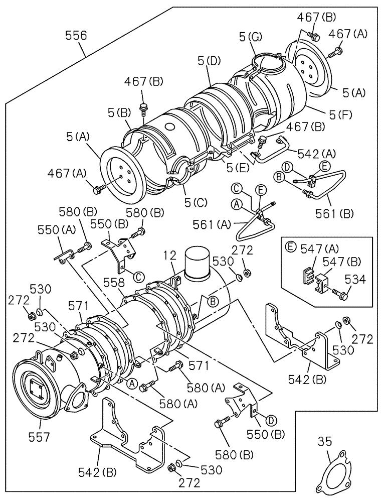 Схема запчастей Case CX235C SR - (10.254.02) - EXHAUST PIPE (10) - ENGINE