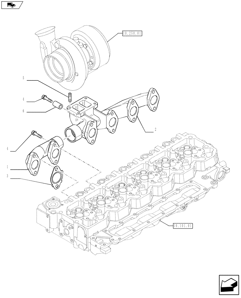 Схема запчастей Case F4HFE613F E003 - (10.254.05) - EXHAUST MANIFOLD (504088265) (10) - ENGINE