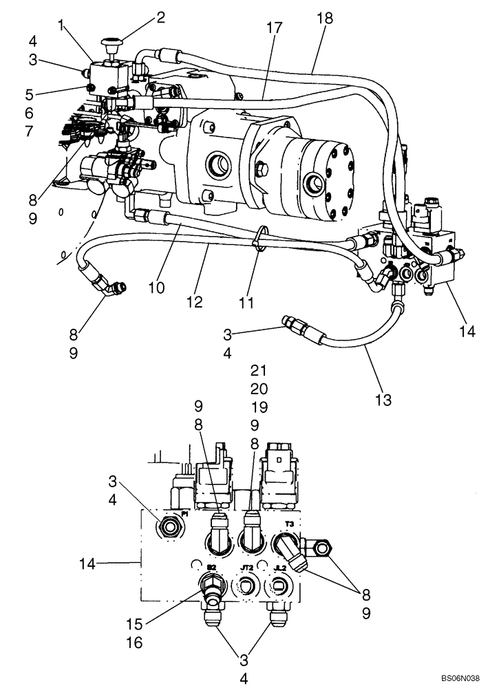 Схема запчастей Case 440 - (06-05F) - HYDROSTATICS - MULTI VALVE (440 WITH PILOT CONTROL) (06) - POWER TRAIN