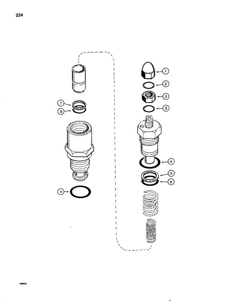 Схема запчастей Case 1080 - (224) - MAIN RELIEF VALVE, FOUR SPOOL CONTROL VALVES (35) - HYDRAULIC SYSTEMS