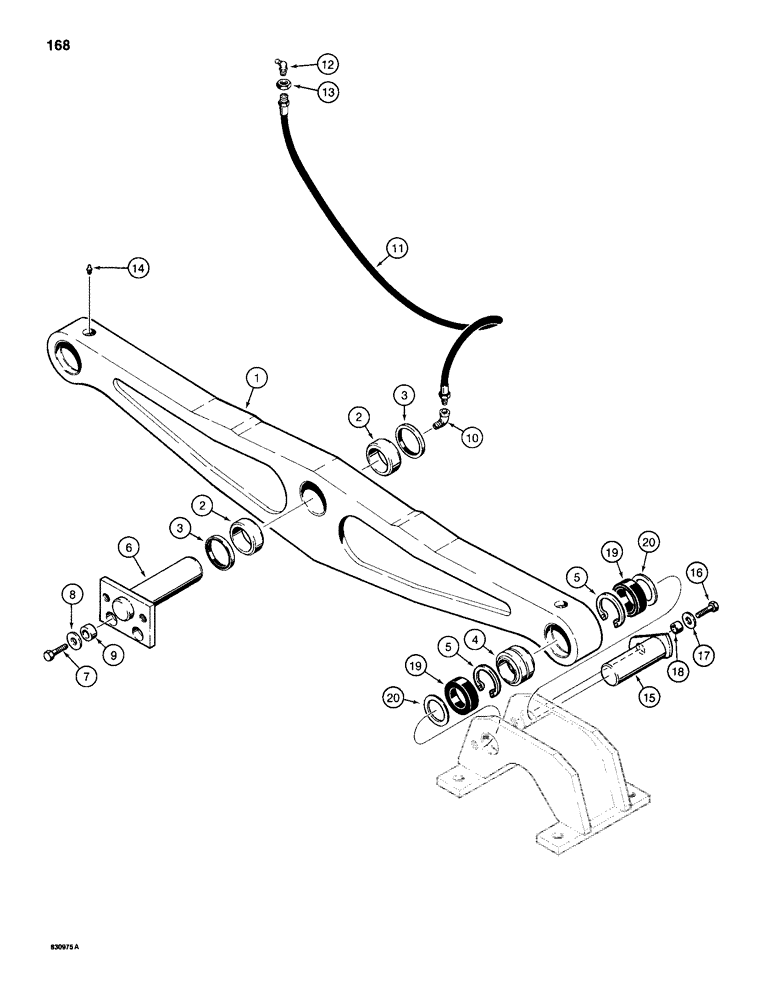 Схема запчастей Case 1155D - (168) - SUSPENSION SYSTEM - EQUALIZER BEAM, DOZER AND DRAWBAR MODELS (11) - TRACKS/STEERING