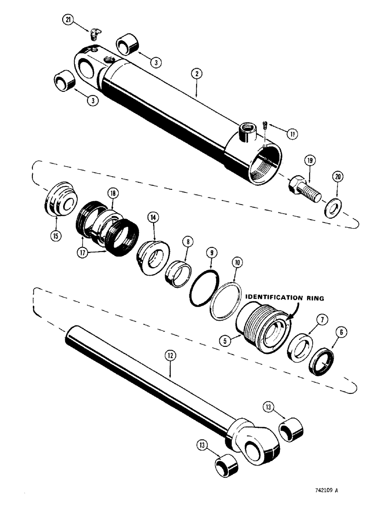 Схема запчастей Case 350 - (304) - G33353 TILT CYLINDER - TILT DOZER, HAS TWO PIECE PISTON RETAINED BY BOLT (07) - HYDRAULIC SYSTEM