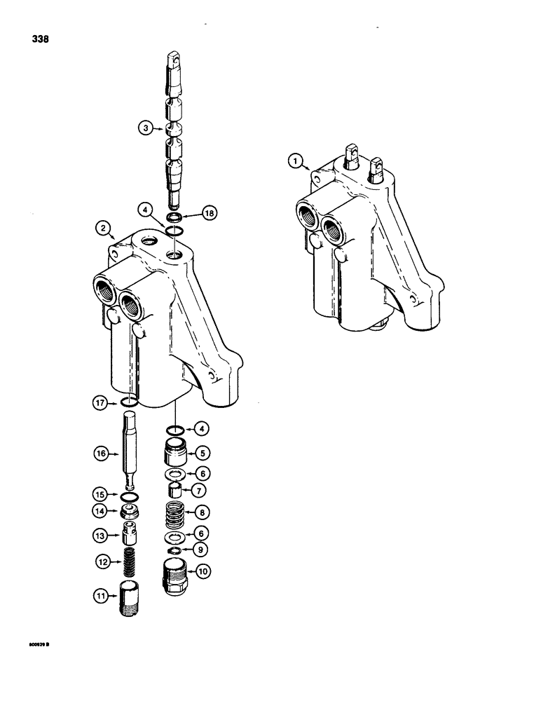 Схема запчастей Case 580SD - (338) - STABILIZER CONTROL VALVE (08) - HYDRAULICS